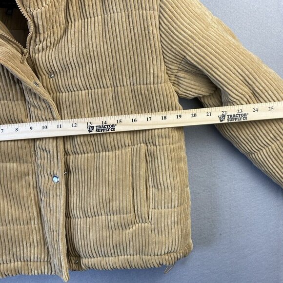 7 For All Mankind Corduroy Jacket Womens Size XS Crop Puffer Beige 81532 Trendy - Picture 5 of 14